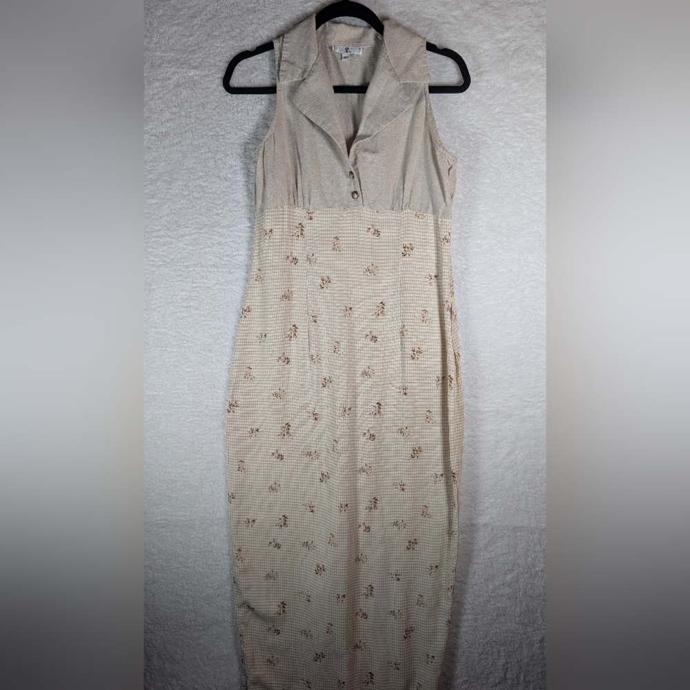 87-Elegant Cream‎ Sleeveless Maxi Dress